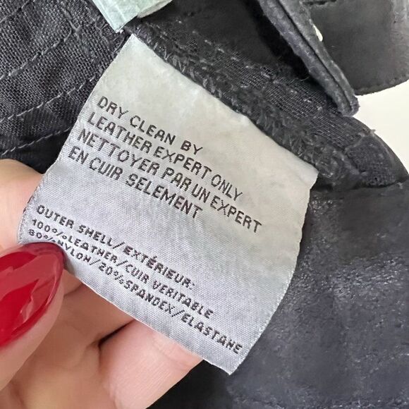 Lamarque Sarai Black Genuine Leather Waterfall Front Moto Vest - Picture 7 of 10